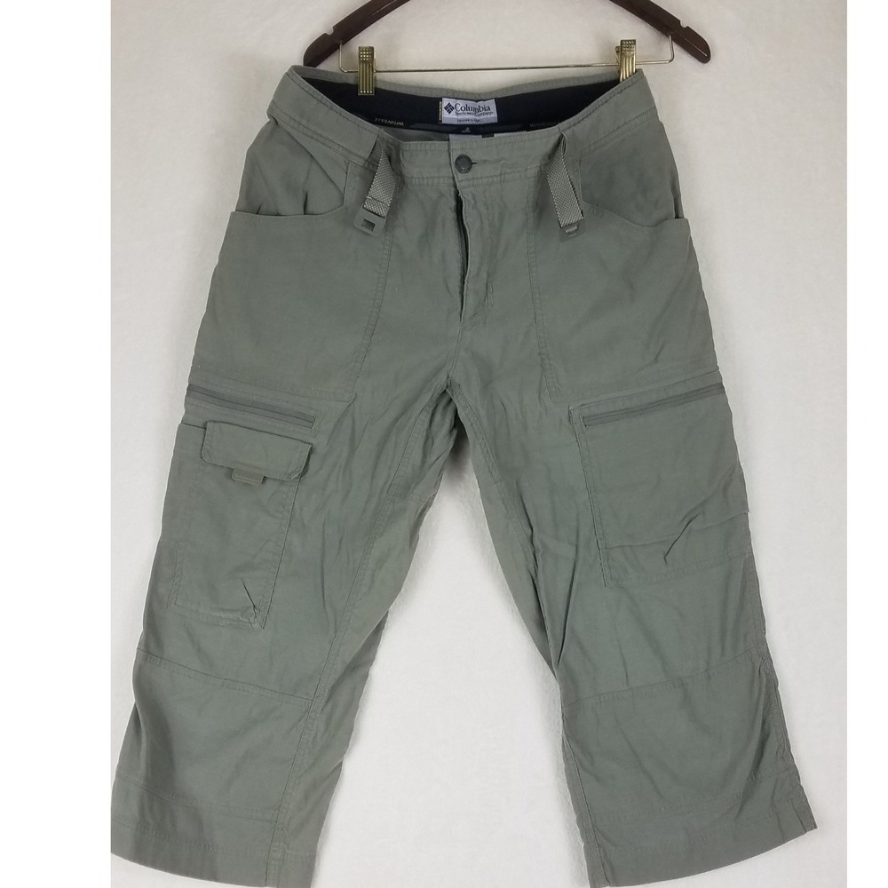 Columbia Titanium Cargo Pants Womens 32 Sage Green NWOT Cropped Hiking Capri